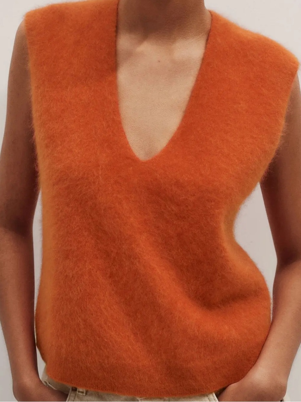 ME+EM Brushed Cashmere V-neck Knit Vest Size M